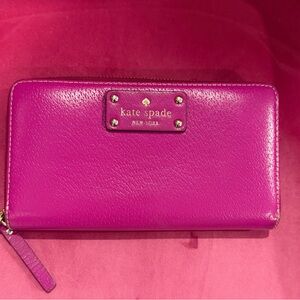 Kate Spade Fuchsia Leather Zip Wallet